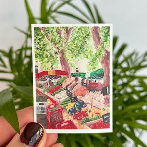 Farmers Market Gouache Art Sticker White
