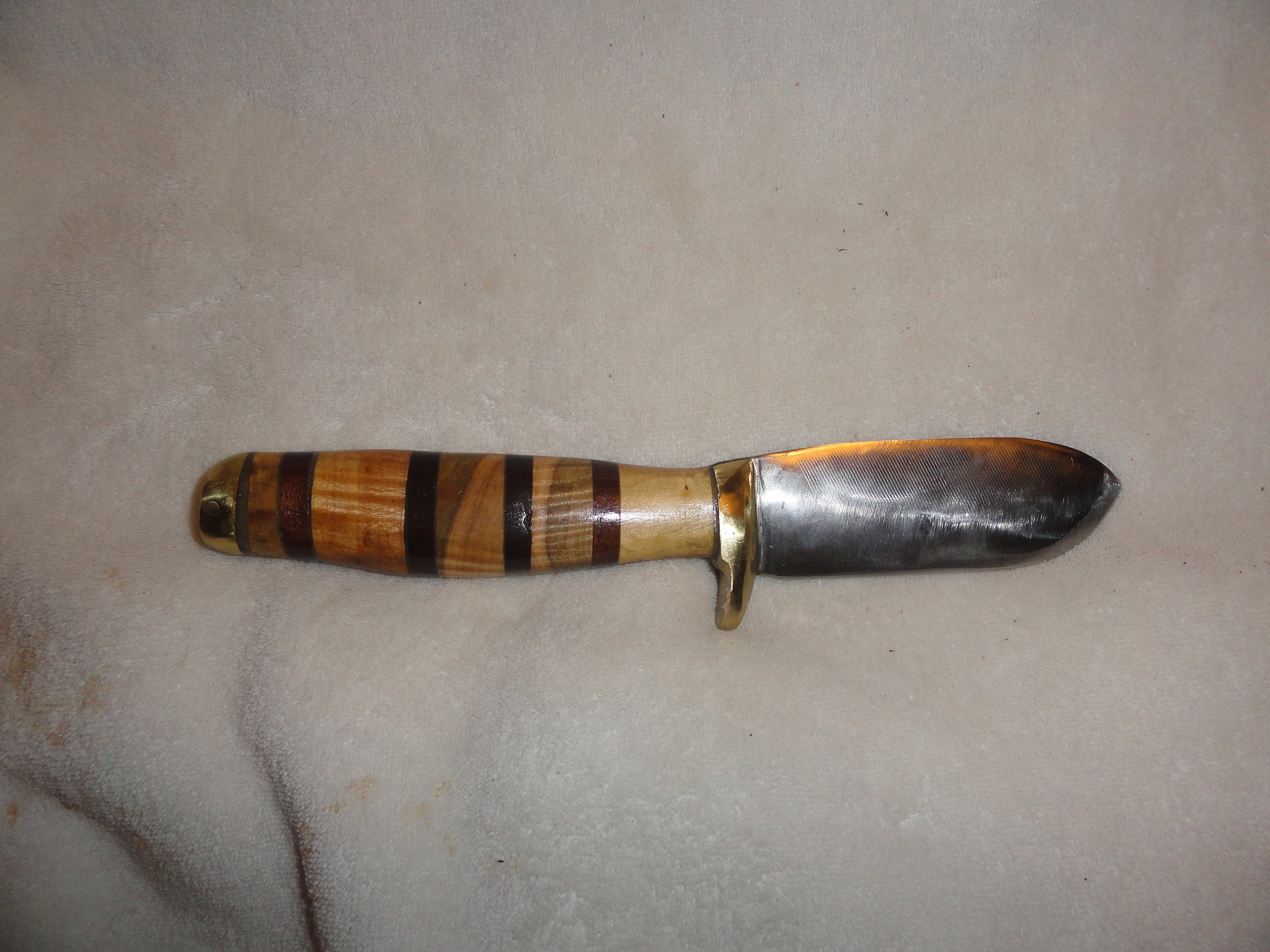 Hand made file knife stacked wood handleleather sheath Etsy