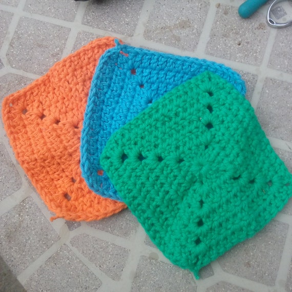 Set of 3 Small Crochet Washcloths Cleaning Cloths Bath | Etsy