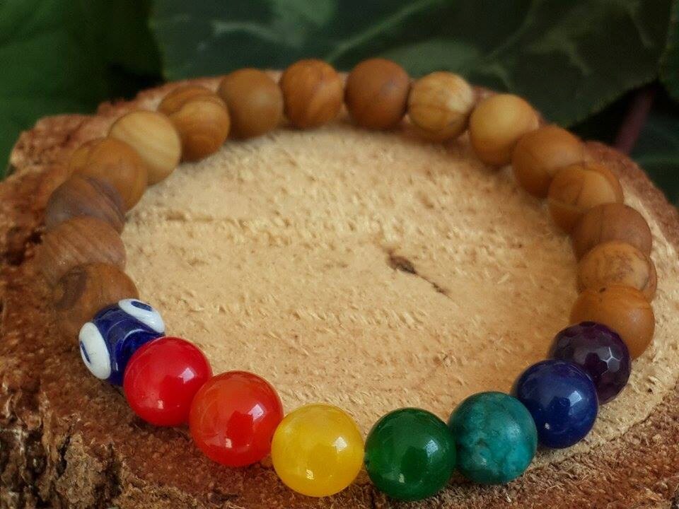 7 Chakras BraceletWood JasperEvil Eye Yoga Bracelet Yoga Etsy