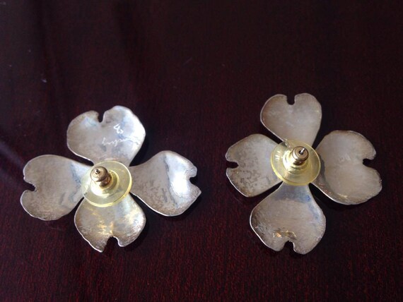 Silver FLOWER EARRINGS Large Cherry Blossoms - image 3