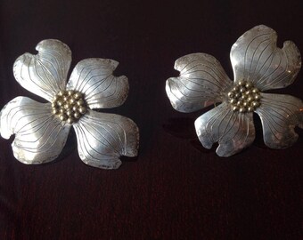 Silver FLOWER EARRINGS Large Cherry Blossoms