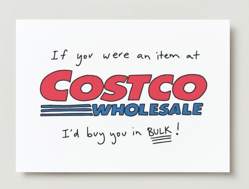 Costco Obsessed Customers | Cute Card | Illustration | Funny Stationary | Girlfriend Card | Boyfriend Card | Anniversary Card image 6