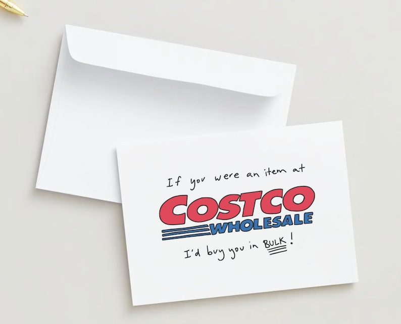 Costco Obsessed Customers | Cute Card | Illustration | Funny Stationary | Girlfriend Card | Boyfriend Card | Anniversary Card image 1