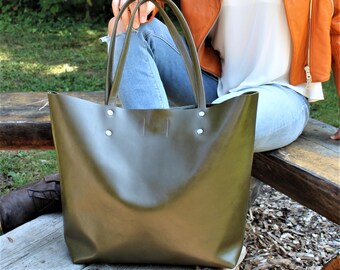 SALE - Broadway shopper bag,brown Italian leather womens handbag, black genuine leather tote, tan leather tote,olive green raw edged bag