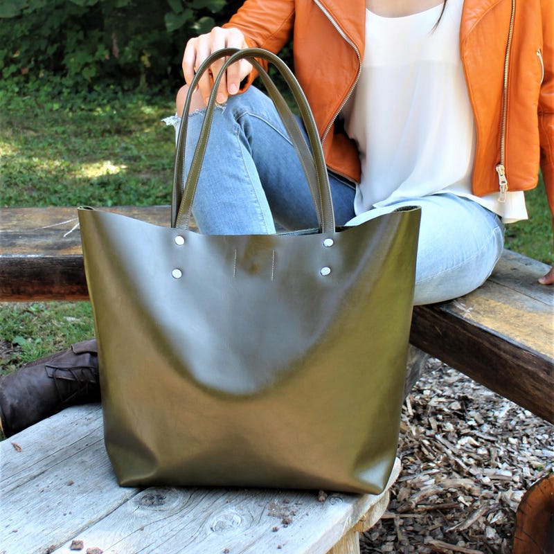 Green Women's Leather Tote main image 1