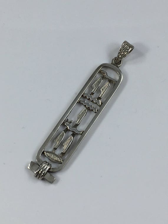 Silver Cartouche Pendant Vintage Egyptian Pendant… - image 4