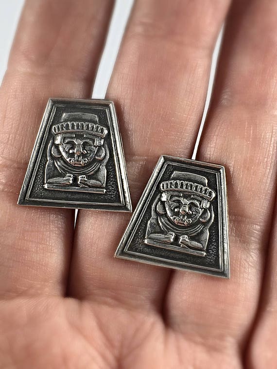 Silver Cufflinks Vintage Silver Face Cufflinks Ma… - image 5