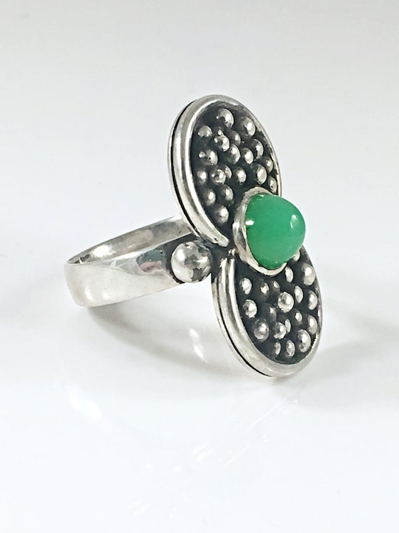 Size 8 Gift for her Natural Chrysocolla ring Light everyday ring 925 sterling silver Small genuine gem Beautiful design