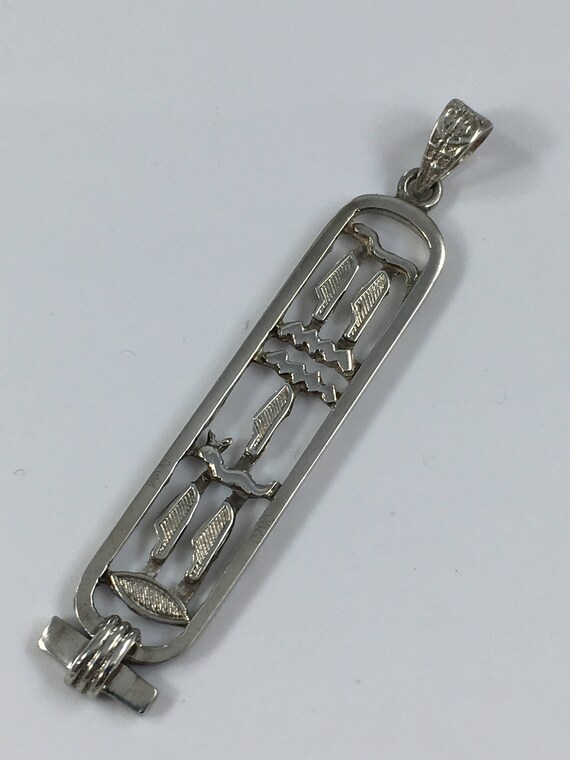 Silver Cartouche Pendant Vintage Egyptian Pendant… - image 3