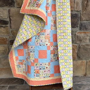 Handmade Baby Quilt; mama llamas, and baby llamas; soft peach, teal,white.  Baby Shower; Free Ship USA.  Comes with free Mama Llama book.