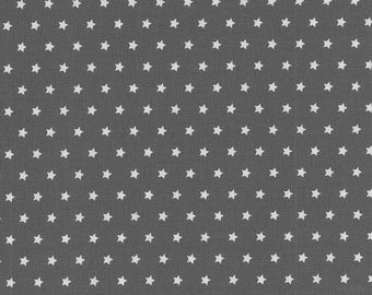 Westfalenstoffe printed fabric Bergen white, anthracite - white stars - 100% CO from 0.5 m