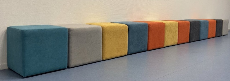 Hocker, KUBI, Pouf, Sitzwürfel, 40 x 40 cm, PU-Schaum, Pflegeleichter Bezug Möbelstoff, stabile Füße, bis 150 kg, 11 Farben wählbar image 10