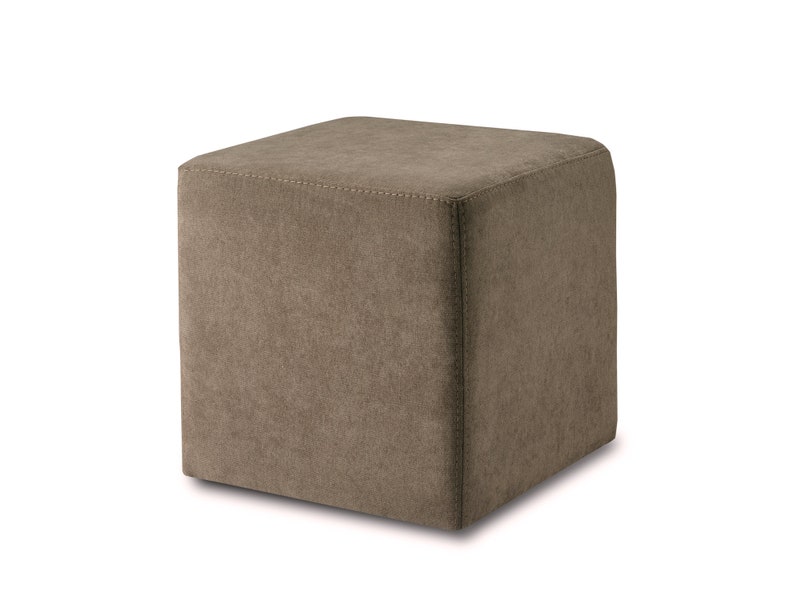 Hocker, KUBI, Pouf, Sitzwürfel, 40 x 40 cm, PU-Schaum, Pflegeleichter Bezug Möbelstoff, stabile Füße, bis 150 kg, 11 Farben wählbar smoke 4