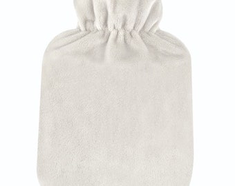 Children's hot water bottle with velor cover "beige white" 0.8 liters -