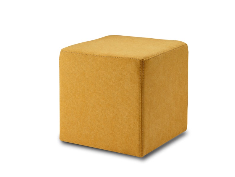 Hocker, KUBI, Pouf, Sitzwürfel, 40 x 40 x 40 cm, PU-Schaum, Pflegeleichter Bezug Möbel Stoff, stabile Füße, bis 150 kg, 11 Farben wählbar gelb 20