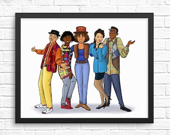 A Different World Cast Art Print / 90s TV Illustration