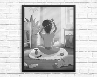 Saturday Morning Illustration / Carefree Black Girl Art Print