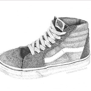 Vans Sk8 Hi Art Print From Original Ink Drawing - Etsy