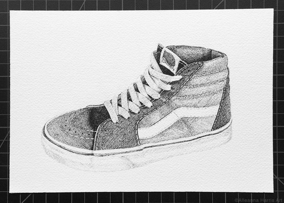 Vans Sk8 Hi Original Ink Drawing | Etsy