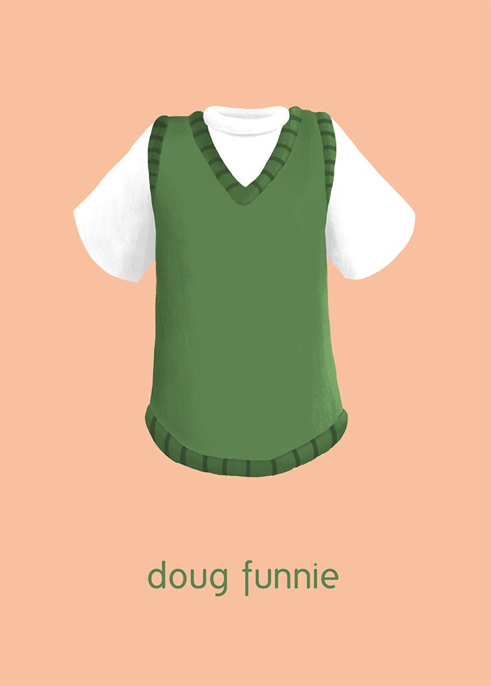 Doug Funnie Tshirt and Vest Illustration / Doug Art Print Etsy