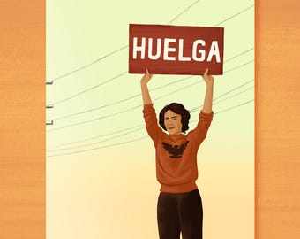 Ilustración de Dolores Huerta / Lámina artística sobre la historia de las mujeres
