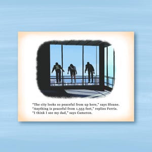 Ferris, Sloane & Cameron Sears Tower Illustration / Ferris Bueller&#39;s Day Off Art Print