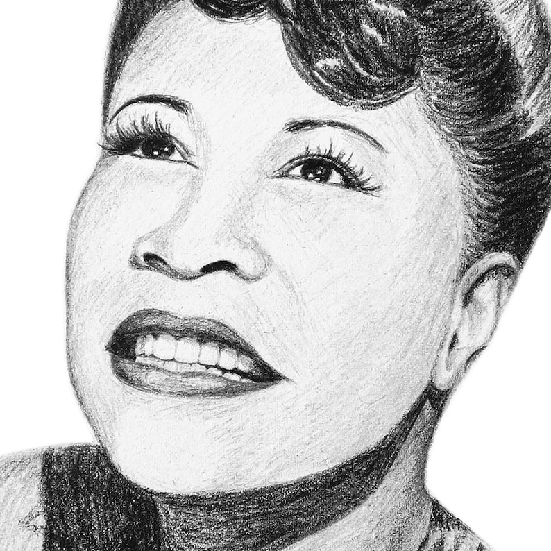 Ella Fitzgerald Art Print z oryginalny szkic ołówkiem image 2.