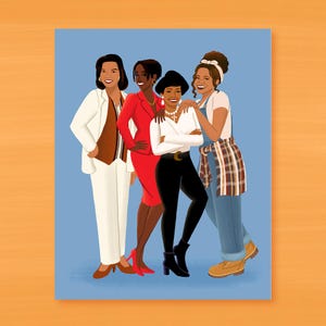 Living Single Art Print / Khadijah, Max, Regine & Synclaire Illustration / 90s Sitcom Art