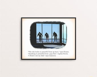 Ferris, Sloane & Cameron Sears Tower Illustration - Ferris Bueller's Day Off Art Print