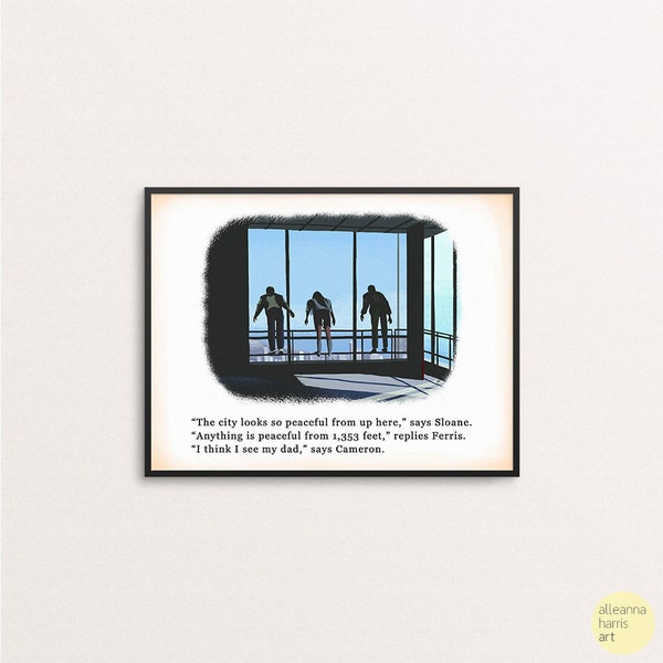 Ferris, Sloane & Cameron Sears Tower Illustration - Ferris Bueller's Day Off Art Print