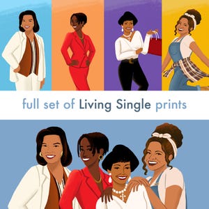 Full Set of Five Living Single Art Prints