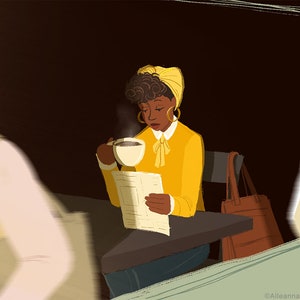 Morning Coffee Illustration / Carefree Black Girl Art Print image 2