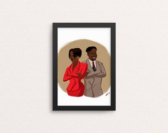 Maxine Shaw and Kyle Barker Art Print / Living Single Illustration