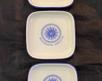 Set of 3 Vintage Richard Ginori Made in Italy Ristorante Sabatini Ashtray/Trinket/Dipping Plates/Soap Dishes