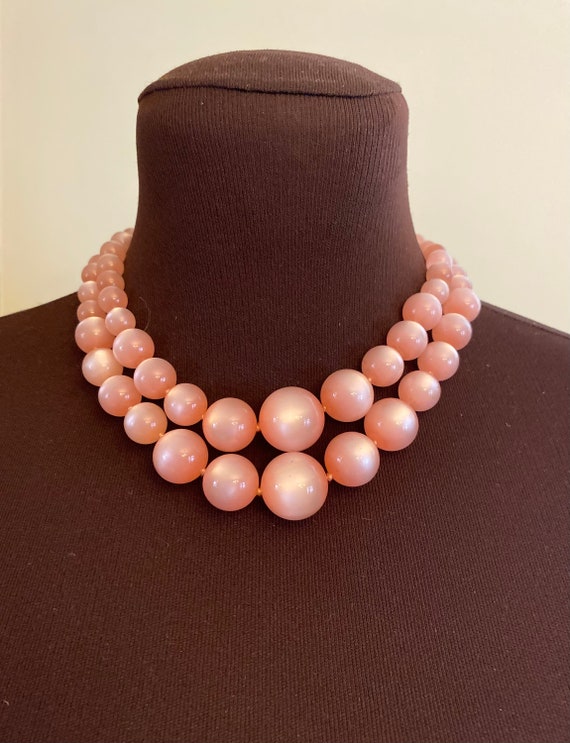 Gorgeous Vintage Light Pink Acrylic Double Strand… - image 3