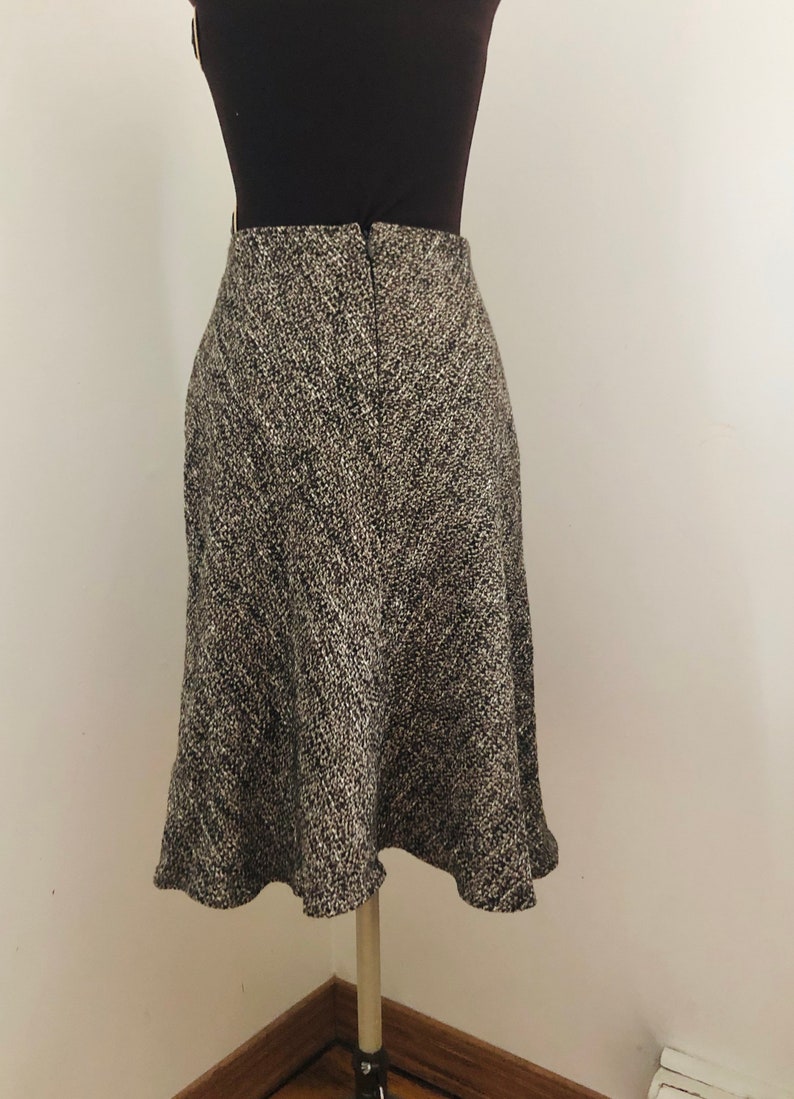 Ellie Tahari Brown/black Fully Lined Wool Blend Tweed Skirt - Etsy
