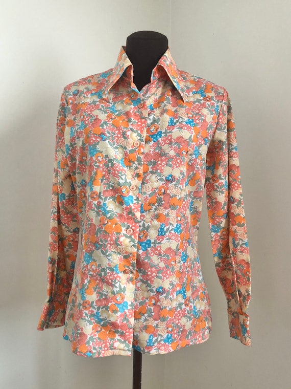 Cheery Vintage 1970s/80s Blouse by Jason Maxwell … - image 1