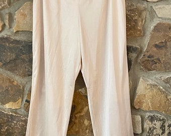 Vintage Adonna for JC Penny Beige/Nude Nylon and Lace Long Bloomers/Petti Pants Slip/Pajamas/Pants Liners  Sz. Medium