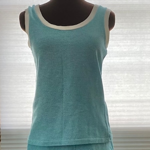Vintage 1960s Blue and White Catalina Sportswear Short Shorts and Top Set Size Med.