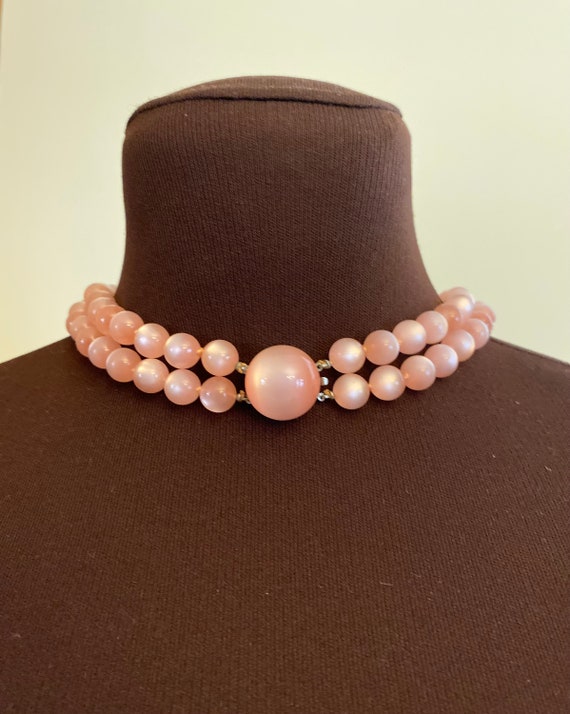 Gorgeous Vintage Light Pink Acrylic Double Strand… - image 4