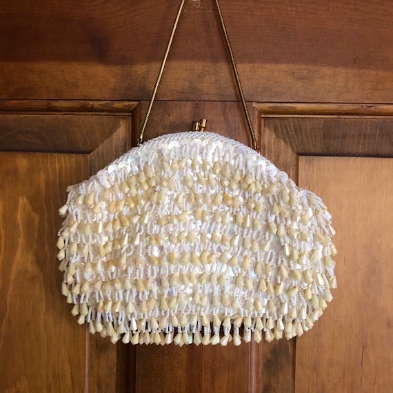 Vintage Beaded Evening Bag, Crown Colony Hong Kon… - image 1