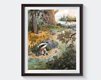 Badger on Break - Art Print - Forest Animals
