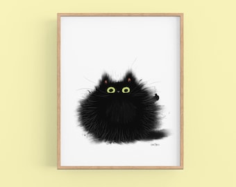 Black Cat Thumbs Up Art Print: Matte Paper