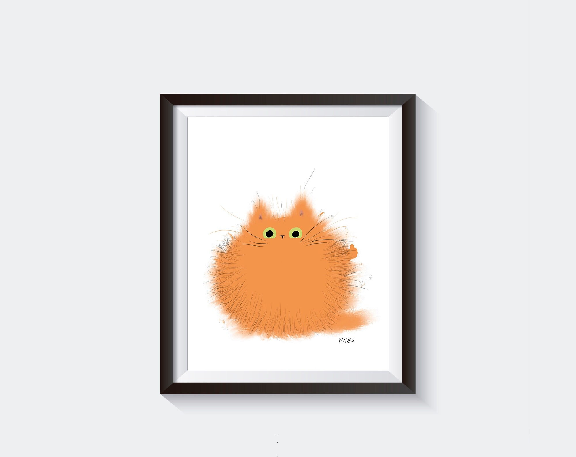 オレンジ色の猫の親指を立てたアートプリント - Etsy 日本