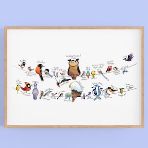 Charming Birds on a Wire Print - Wall Decor, Gifts, Nursery, or Kids&#39; Room