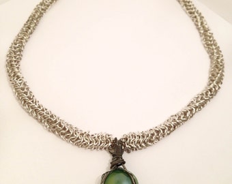 Chainmail Weave Necklace, Custom Jewelry, Custom Necklace