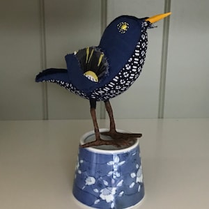 Yellow winged blue  fabric bird