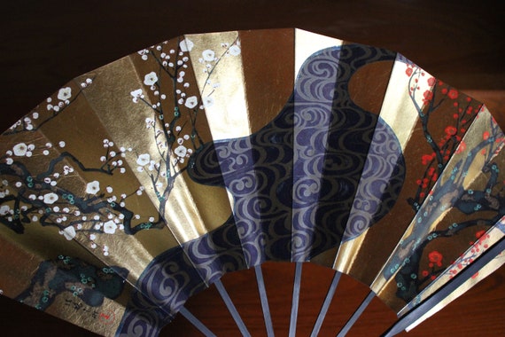 Ornamental Japanese Paper Fan - Ogata Kôrin's plum