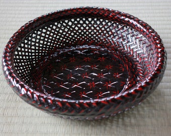 Bamboo woven bowl, Japanese lacquerware, Rantai shiki